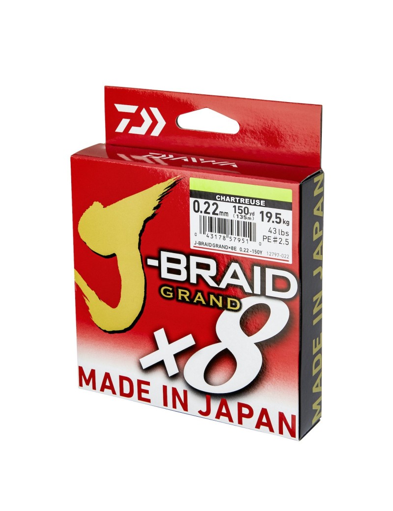 Daiwa J-Braid X8 150m Chartreuse, Flätlina
